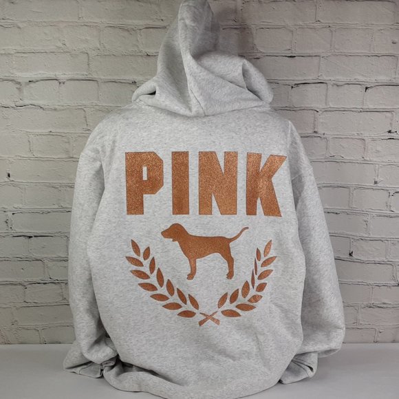 Victoria’s Secret PINK Tops - VICTORIA'S SECRET 'PINK' SIGNATURE DOG LOGO SHIPPING BACK FLEECE HOODIE
